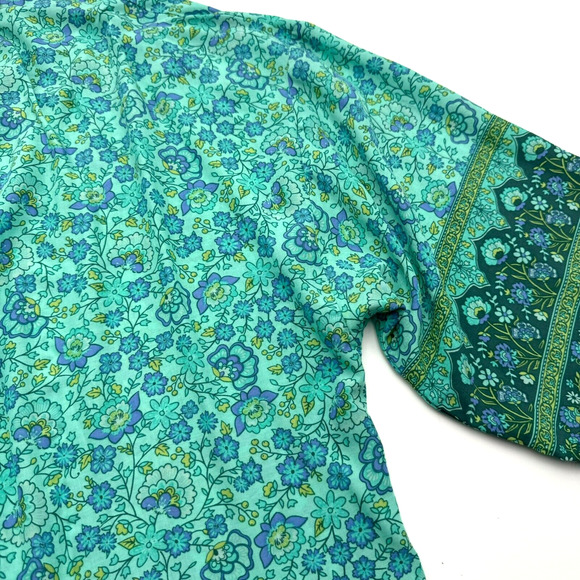 CUPCAKES AND CASHMERE Large Blue Floral Kimono Cardigan Swimwear Cover Up Boho - Picture 4 of 10